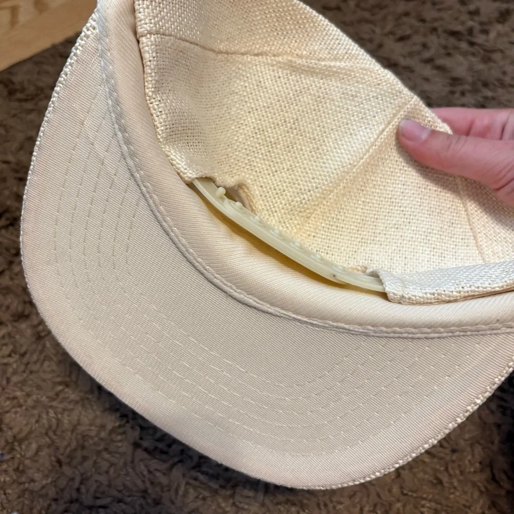 Vintage Ford New Holland Wicker Trucker Hat 90s SnapBack Mesh Tan Cream Tractor